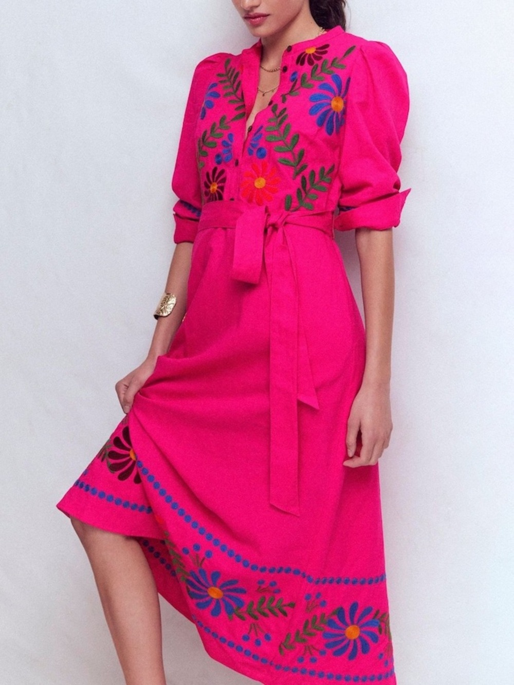 🏷️ New Boden Ava pink linen embroidered dress size US 20-22R